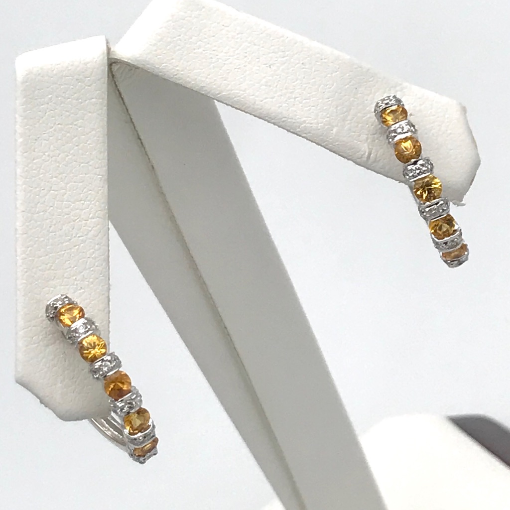 18kt White Gold Yellow SapphireDiamond Earrings